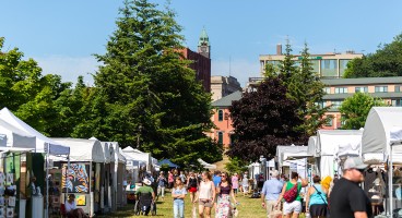 Art booths in park